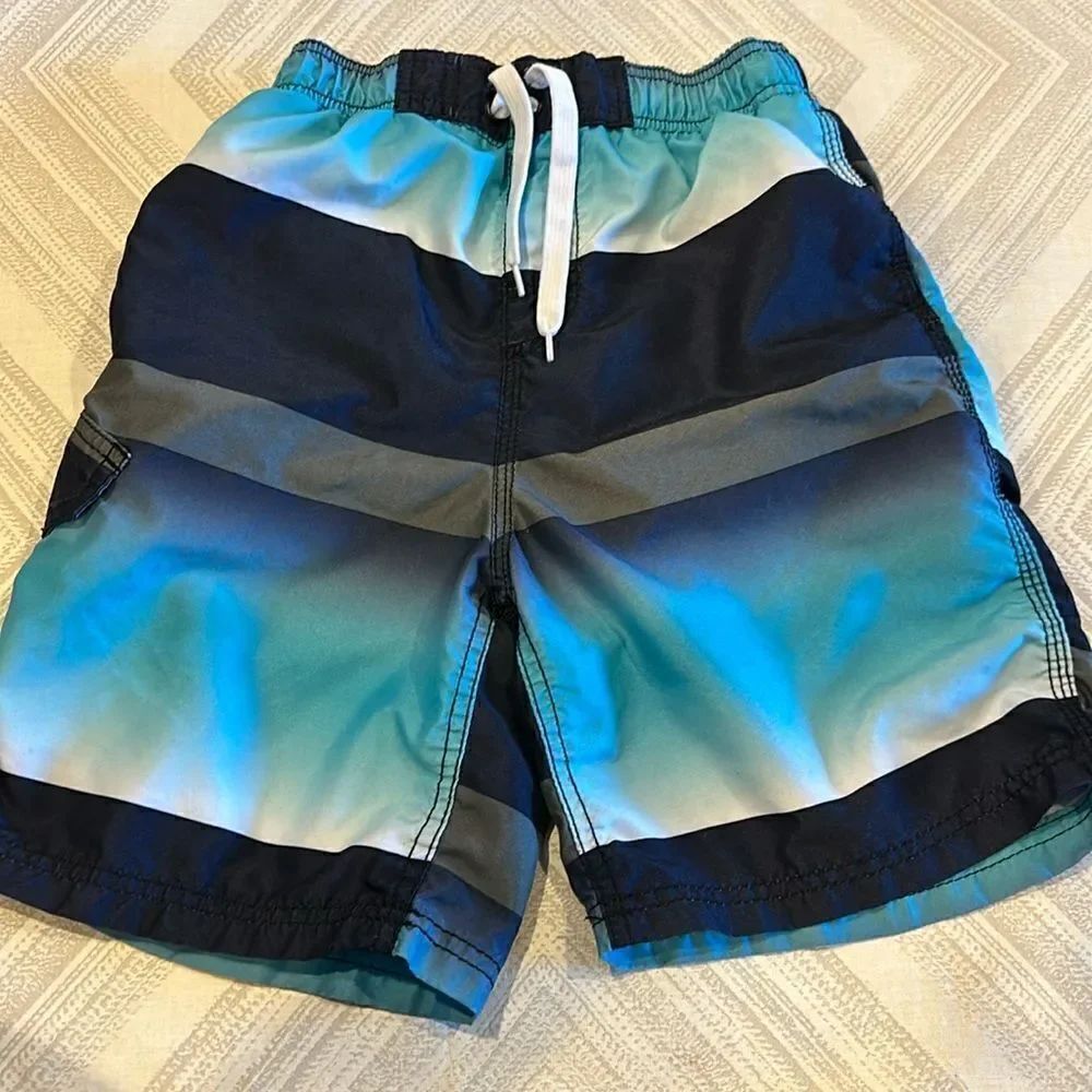 Kanu Boys Shades of Blue, Black & Grey Lined Swim Trunks